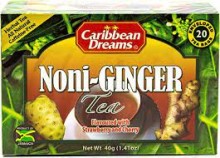 Caribbean Dreams Noni Ginger Tea, 20 Tea Bags, Flavored with Strawberry & Cherry